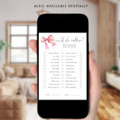 PInk Bow Would She Rather Bridal Shower Game Card Kaart