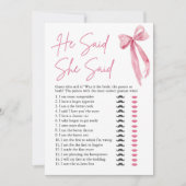 Pink Bow zei hij dat ze Vrijgezellenfeest spel zei Kaart (Voorkant)