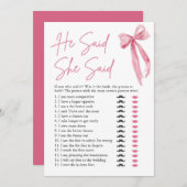 Pink Bow zei hij dat ze Vrijgezellenfeest spel zei Kaart (Voorkant / Achterkant)