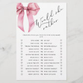 Pink Bow Zou ze liever vrijgezellenfeest spel (Voorkant)