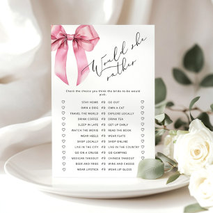 Pink Bow Zou ze liever vrijgezellenfeest spel