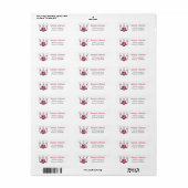 Pink Bowling Birthday Party Return Address Etiket (Full Sheet)