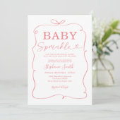 Pink Bows Baby Girl Sprinkl Invitation (Debout devant)