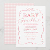 Pink Bows Baby Girl Sprinkl Invitation (Devant / Derrière)