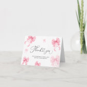 Pink Bows Meisje Baby shower Bedankt Card (Voorkant)