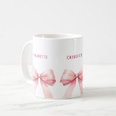 Pink bows scriptnaam koffiemok (Voorkant links)