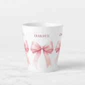 Pink bows scriptnaam latte mok (Voorkant)