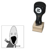 Pink brainwashed puppet pointing 	rubberstempel (Gestempeld)