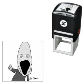 Pink brainwashed puppet pointing  zelfinktende stempel (In situ)