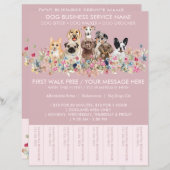 Pink Breeds Dog Walker Budget Tickets Flyer (Voorkant / Achterkant)