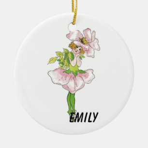 Pink Briar Roos Flower Floral Funny Cute Girl Keramisch Ornament