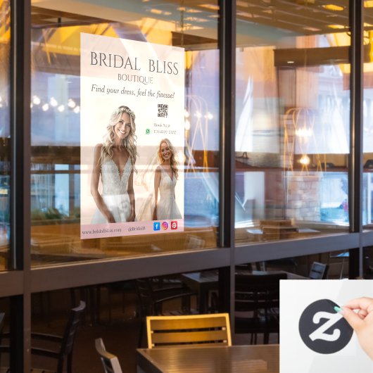 Pink Bridal Bliss Celebrate Love Happiness Wedding Raamsticker (Restaurant Raam)
