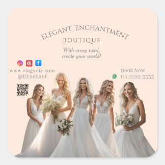Pink Bridal Bliss Celebrate Love Happiness Wedding Vierkante Sticker