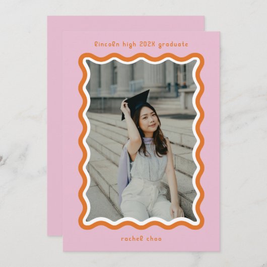 Pink Bright Squigles carte de Faire-part de diplôm (Devant / Derrière)