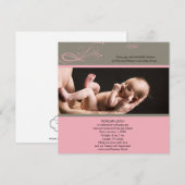 Pink Brown Floral Photo Faire-part bébé (Devant / Derrière)