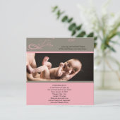 Pink Brown Floral Photo Faire-part bébé (Debout devant)