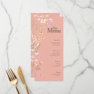 Pink Brown Flowers Mariage Menu d'événement Décor