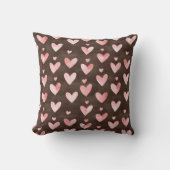 Pink Brown Hearts Kussen (Voorkant)