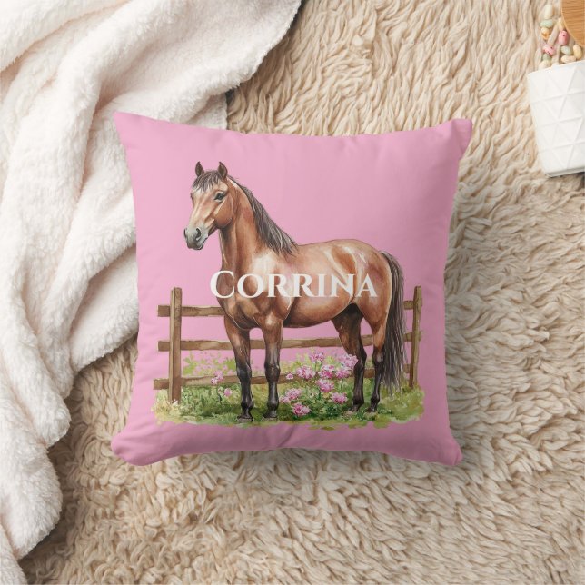 Pink Brown Horses Kussen (Deken)