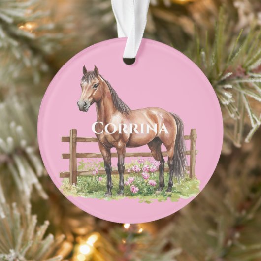 Pink Brown Horses Ornament (Boom)