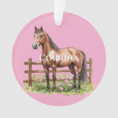 Pink Brown Horses Ornament (voorkant)