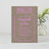 Pink & Brown Rustic Mason Jar Mariage Invitations (Debout devant)