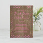 Pink Brown Rustic Pays Nuptiale Douche Invitation (Debout devant)