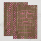 Pink Brown Rustic Pays Nuptiale Douche Invitation (Devant / Derrière)