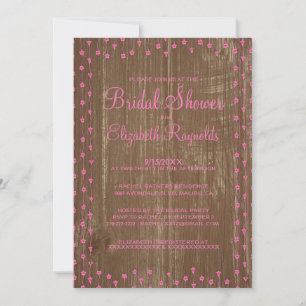 Pink Brown Rustic Pays Nuptiale Douche Invitation