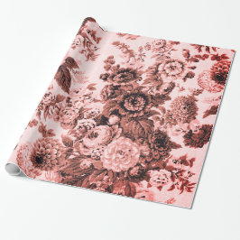 Pink Brown Tone Floral Toile Cadeaupapier