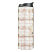 Pink Brown White Plaid Stripes Leaf Thermosbeker (Gedraaid links)