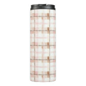 Pink Brown White Plaid Stripes Leaf Thermosbeker (Achterkant)