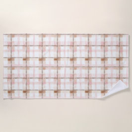 Pink Brown White Plaid Stripes Strandlaken