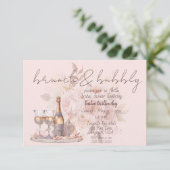 Pink Brunch & Bubbly Wedding Shower Kaart (Staand voorkant)