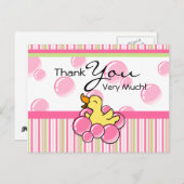 Pink Bubble Ducky Dankjewel Kaarten (Voorkant / Achterkant)