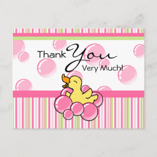 Pink Bubble Ducky Merci Cartes