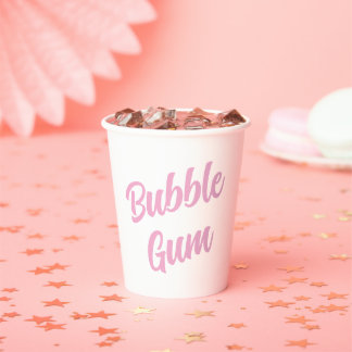 Pink Bubble Gum Simple Typography Birthday Party Papieren Bekers