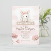 Pink Bunny Baby Shower Invitation (Debout devant)