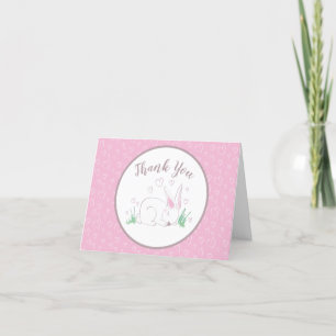 Pink Bunny Baby shower Woodland Waterverf Bedankkaart