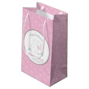 Pink Bunny Baby shower Woodland Waterverf Klein Cadeauzakje