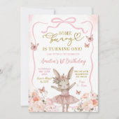 Pink Bunny Ballerina eerste verjaardag Kaart (Voorkant)