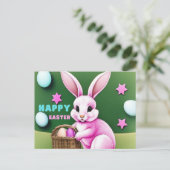 Pink Bunny Briefkaart (Staand voorkant)