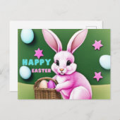 Pink Bunny Briefkaart (Voorkant / Achterkant)