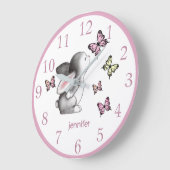 Pink Bunny Butterfly Nursery Decor Wall klok (Hoek)