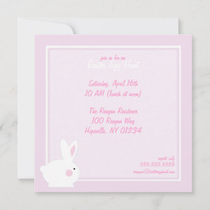 Pink Bunny Easter Egg Hunt Invitations Kaart