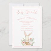 Pink Bunny Floral Baby Sprinkle Shower Kaart (Voorkant)
