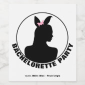Pink Bunny Girl Bachelorette Party Wijn Etiket (Enkel label)