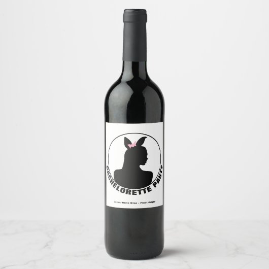 Pink Bunny Girl Bachelorette Party Wijn Etiket (Voorkant)