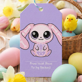 Pink Bunny Pastel Goth Lavender Easter Gift Tag Cadeaulabel