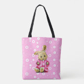 Pink Bunny Personalized White Polka Dot Canvas tas (Achterkant)